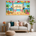 thumbnail image 6 of Tropical Themed Aloha Banner with Flamingos Pineapples and Tiki Decors Hawaiian Party Backdrop Decorations for Luau Events Beach Gatherings and Tropical Photo Props, 6 of 8