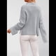 thumbnail image 5 of Suéteres de Cuello Redondo para Mujer, Conjuntos de Otoño, Suéteres de Punto con Cuello Redondo y Abertura Lateral, Tops de Moda. Gris L, 5 of 10