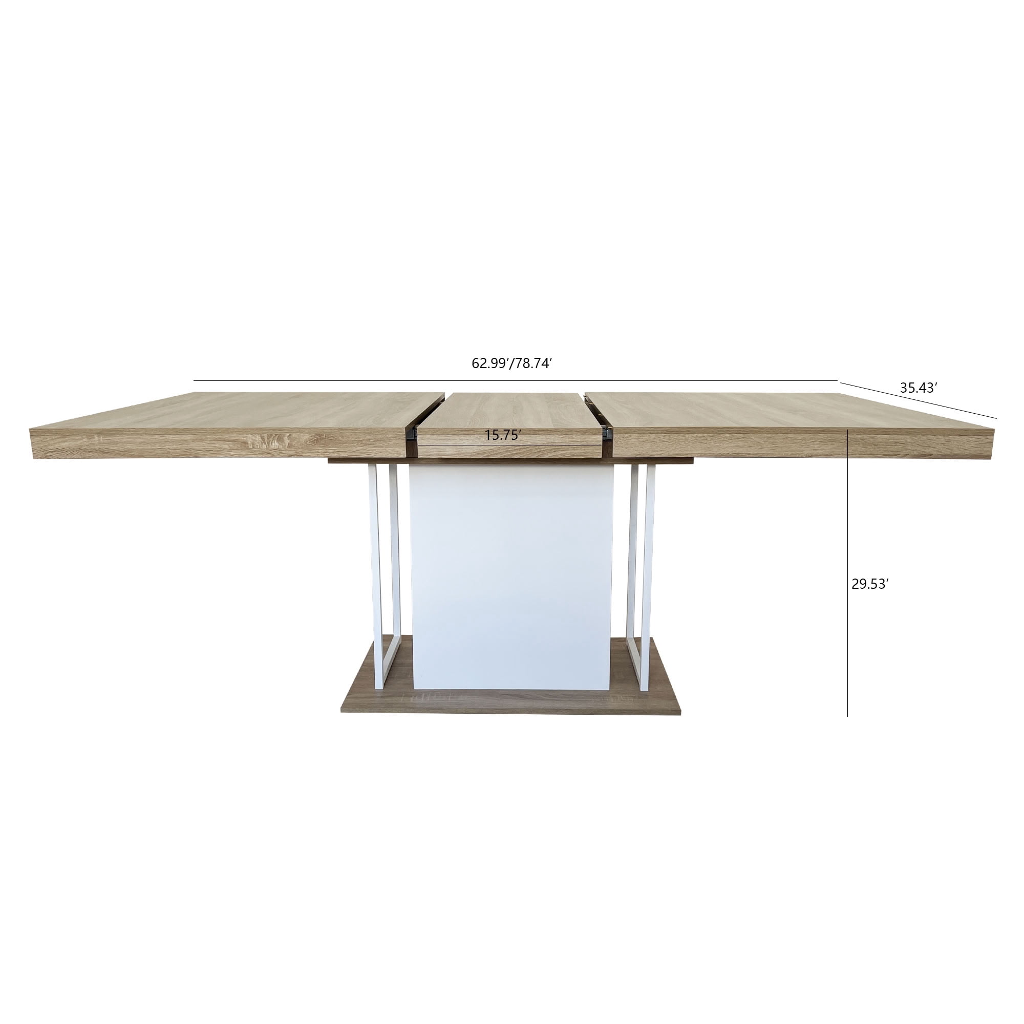MAYEERTY Extendable Rectangular Dining Table for 6-10 People, Expandable Kitchen Dining Table with Built-In Extension Leaf, for Dining Room Kitchen Apartment Home Dinner Party