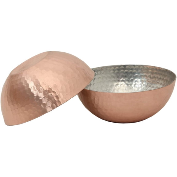 Daddy Shoppe Copper Hand Hammered Vintage Looking Serving Bowls (Set of 2)