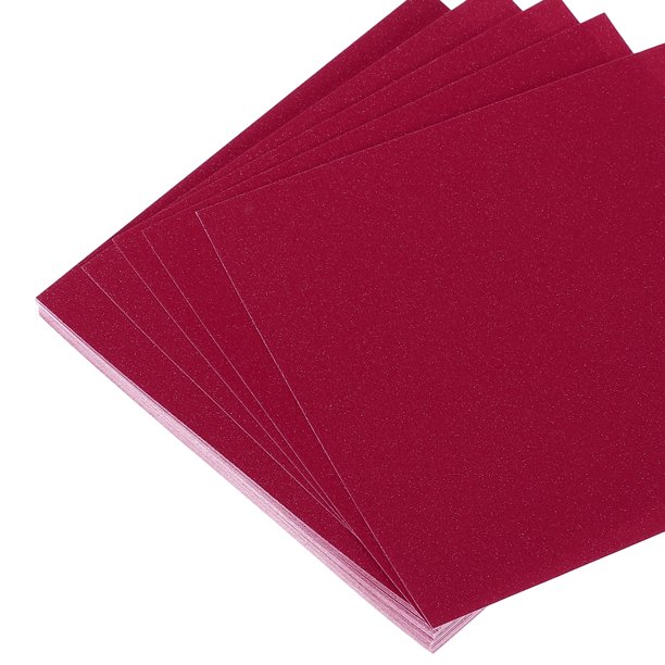 Papel de Origami de Purpurina Uxcell, Papel Cuadrado Brillante y Reluciente para Decoración de Artesanía DIY, Rojo Burdeos 4x4 Pulgadas