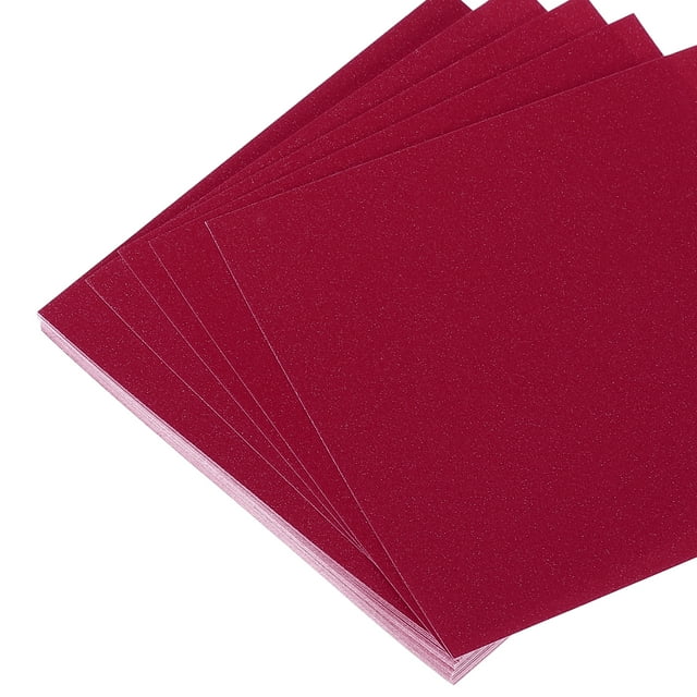 Papel de Origami de Purpurina Uxcell, Papel Cuadrado Brillante y Reluciente para Decoración de Artesanía DIY, Rojo Burdeos 4x4 Pulgadas