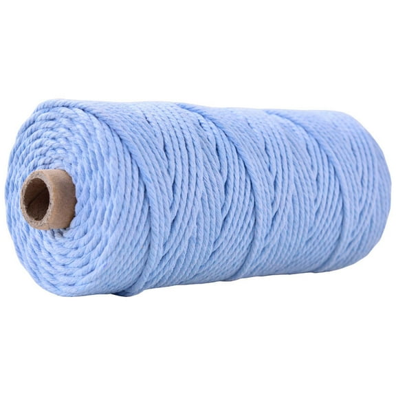 100M Cotton String Threads for Crafts Knitting Making Light Sky Blue 3mm about 109.36 Yards(100m)/Roll