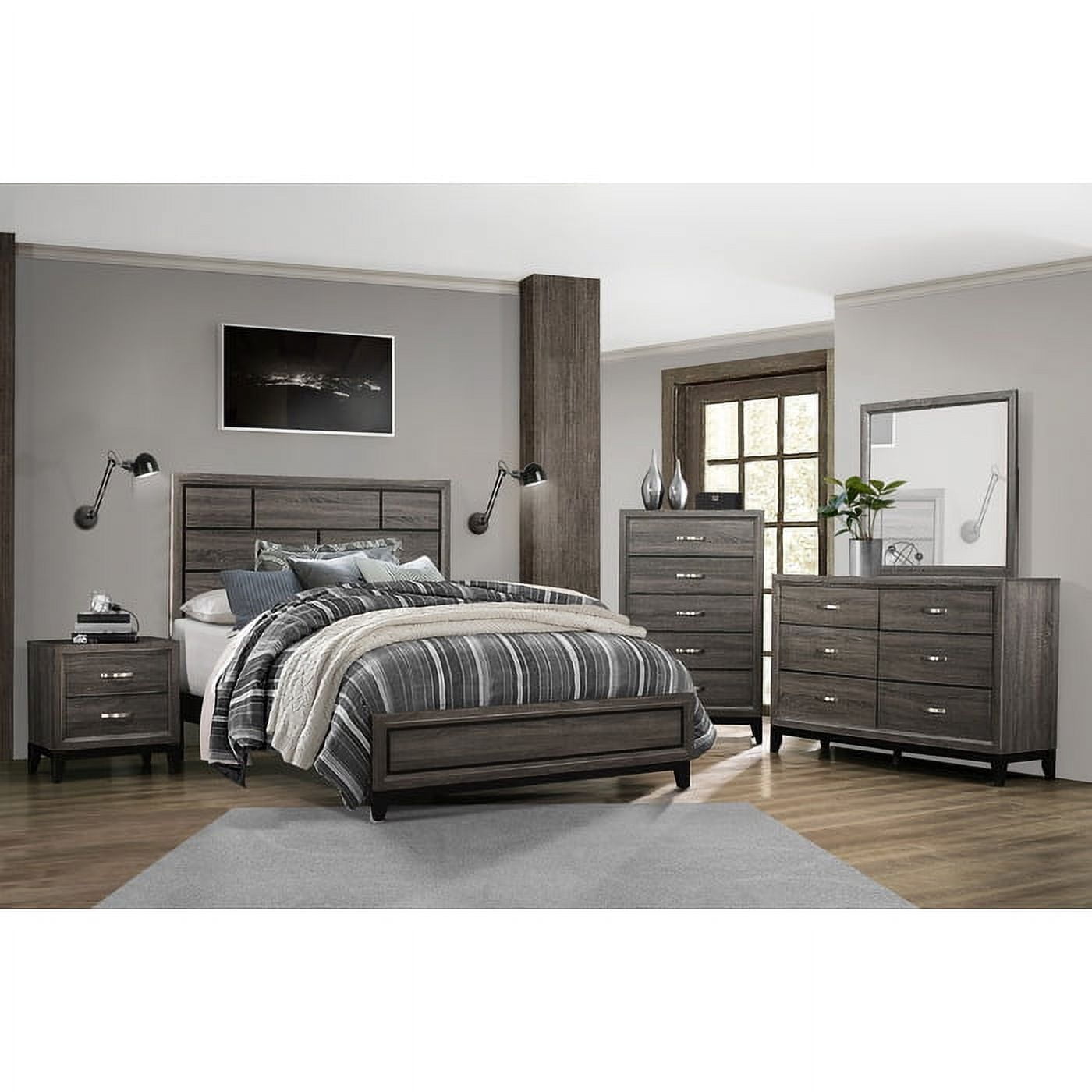 Lexicon Davi 58-inch 6 Fixed Drawers Modern Wood Dresser in Gray