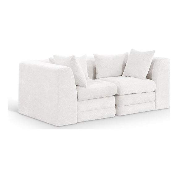 Meridian Furniture Stellar 76" Cream Chenille Fabric 2pc. Modular Loveseat