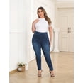 thumbnail image 6 of HDE Women's Plus Size Skinny Jeans Pull On Stretch Denim Jegging with Pockets Dark Blue - 3X, 6 of 7