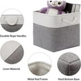 thumbnail image 3 of Cube Storage Bins, Collapsible Fabric Cube Storage Bin, 11 Inch Cube Storage Bins with Handles, Foldable Storage Cubes (White/Gray, 6Pack), 3 of 6