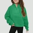 thumbnail image 2 of TOWED22 Girls Half Zip Sweatshirt Long Sleeve Pullover Tops Kids Lightweight Fleece Fashion Winter Clothes(Green,5-6 Years), 2 of 5