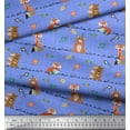 thumbnail image 3 of Soimoi Blue Cotton Voile Fabric Animals,Heart & Feather Tribal Print Sewing Fabric Yard 42 Inch Wide, 3 of 3