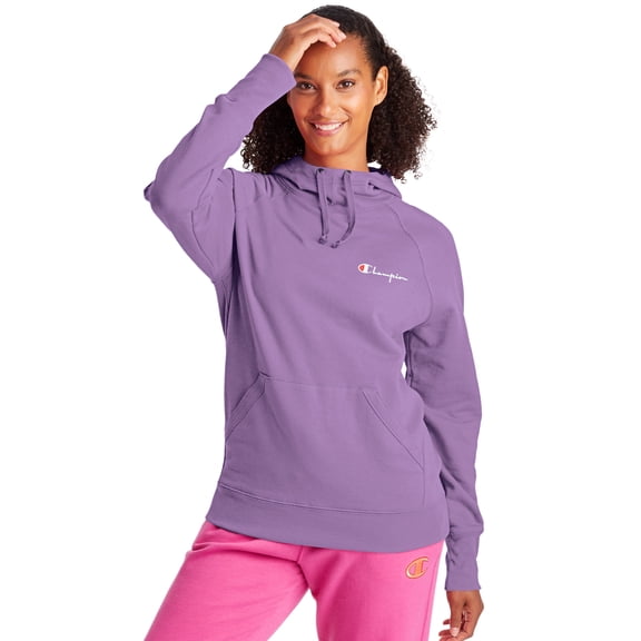 hampion Women's Long-Sleeve POWERBLEND FLEECE HOODIE, EMBROIDERED LOGO (Wisteria Purple, X-Small, XS)