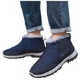 thumbnail image 5 of Rotm Mens Winter Boots Slip On Snow Boots Mens Waterproof Winter Boots Fur Lined Warm Ankle Boots Zipper Closure Slip on Outdoor Boot Comfortable Walking Shoes Blue,10, 5 of 7