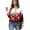 Red, variant on Women's Autumn Winter Snowflake Print Top Waffle Henry Shirt for Winter Themed Comfortable and Casual Shirts with Loose Knit,Black,L