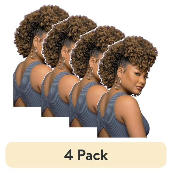 (4 pack) Darling Kinky Curly Afro Puff Drawstring Ponytail, #1/27, Adult, Female