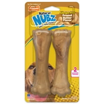Nylabone Nubz Peanut Butter Dog Chew Treats Jumbo - Up to 50 lbs. (2 Count)