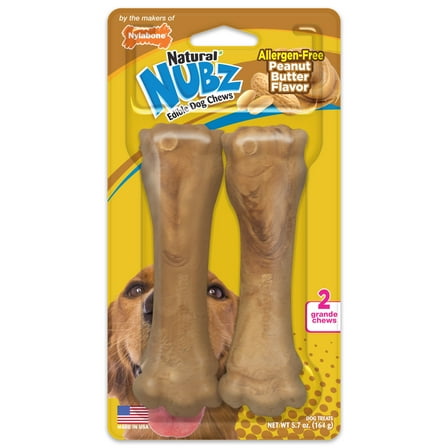 Nylabone Nubz Peanut Butter Dog Chew Treats Jumbo - Up to 50 lbs. (2 Count)