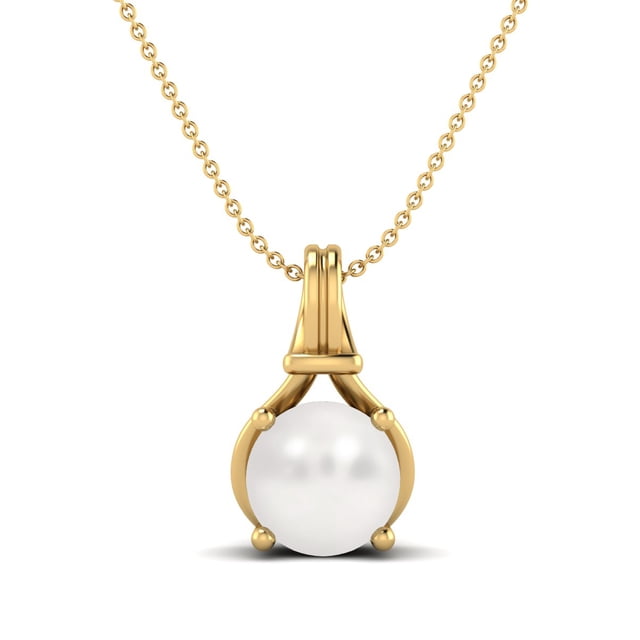 Collier Pendentif Femme en Argent Sterling 925 Perle Ronde 6 mm Vermeil Solitaire