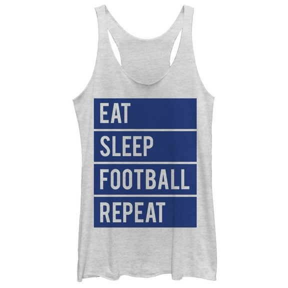 Women's CHIN UP Eat Sleep Football Repeat Racerback Tank Top White Heather Large