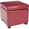 thumbnail image 3 of SAFAVIEH Madison Rustic Solid Flip Top Square Storage Ottoman, Red, 3 of 4