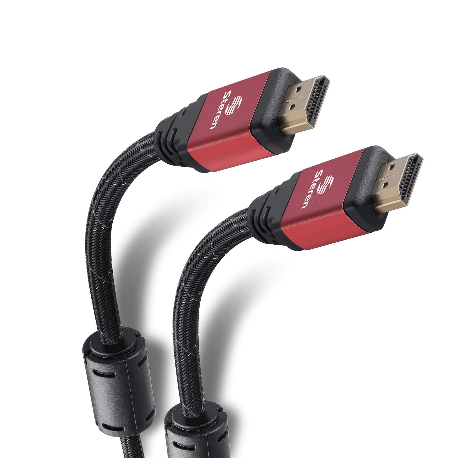 Cable HDMI 4K con filtros de ferrita y cable tipo cordon de 15 m color rojo Steren 299 835RO Bodega Aurrera en linea