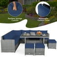 Gymax 7PCS Rattan Patio Sectional Sofa Set Conversation Set w/ Navy