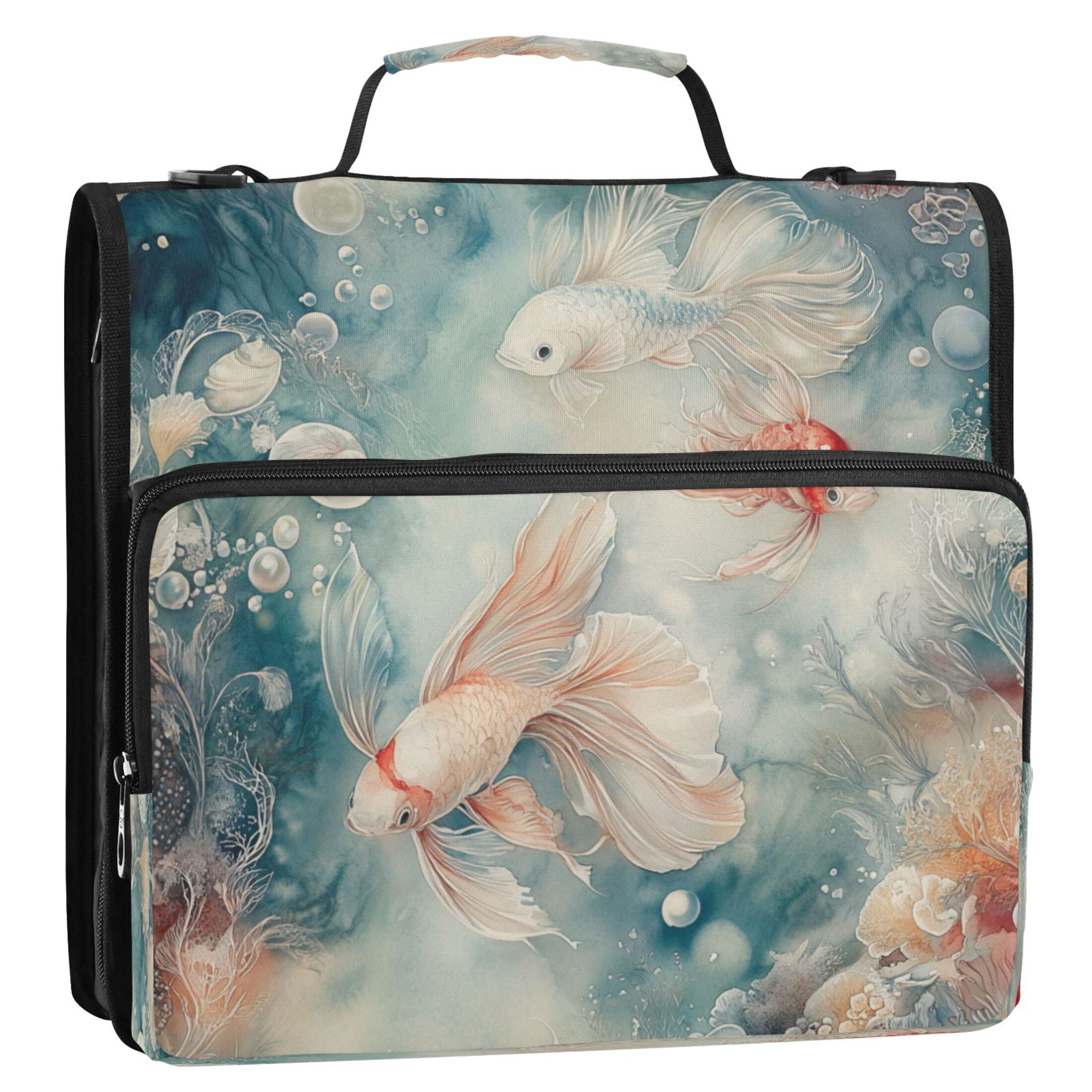 YAZAOO Zipper Binder trapper keeper Documents Organized Design Goldfish in Motion Printed