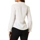 thumbnail image 3 of Blusa de mujer con cuello de pie, botones y mangas largas con volantes, talla XL, blanca, 3 of 8