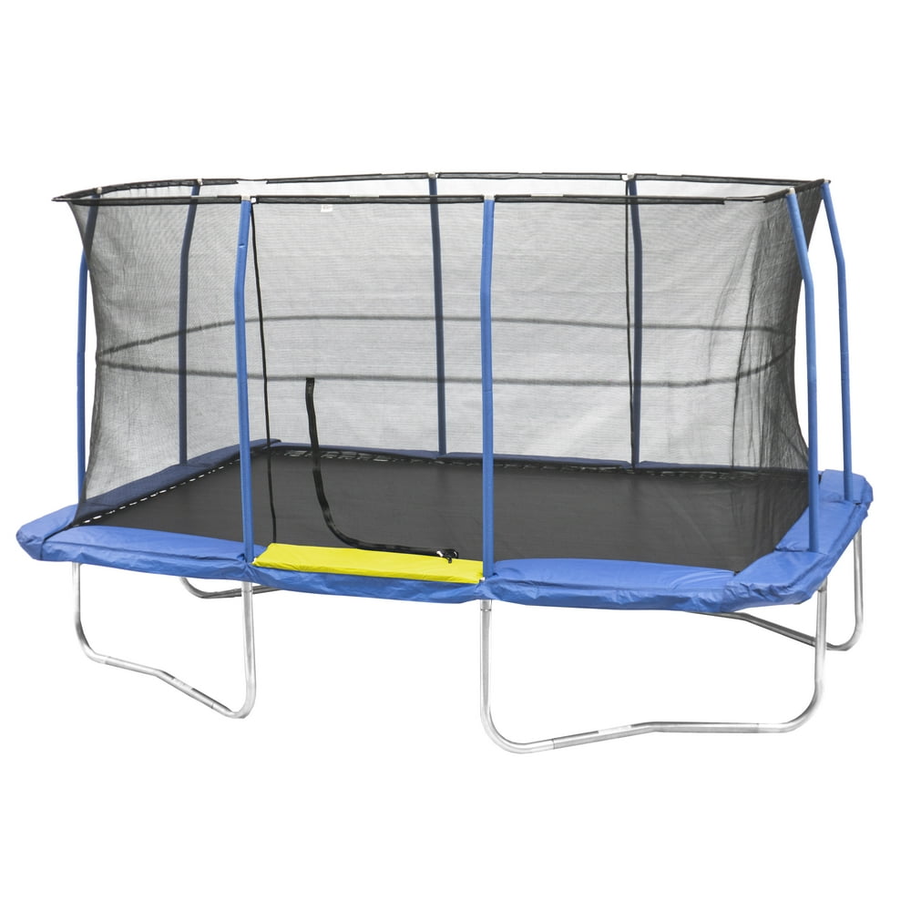 Jumpking Rectangle 10 x 14' Trampoline, with Enclosure, Blue/Yellow