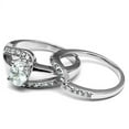thumbnail image 3 of Women's Stainless Steel Oval CZ Engagement Wedding 2 PC Promise Ring Set, 3 of 5