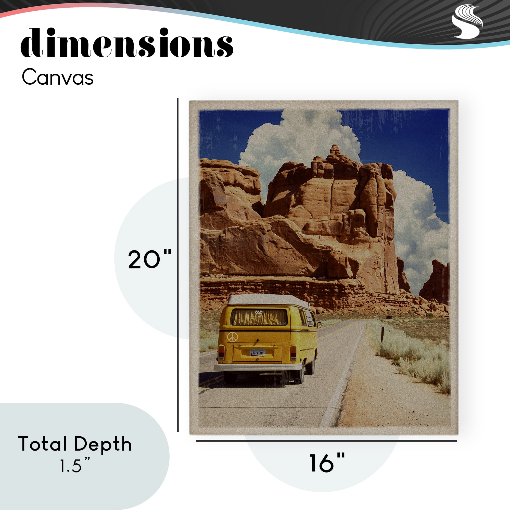 Retro Desert Adventure Canvas Wall Art, design by Old Red Truck