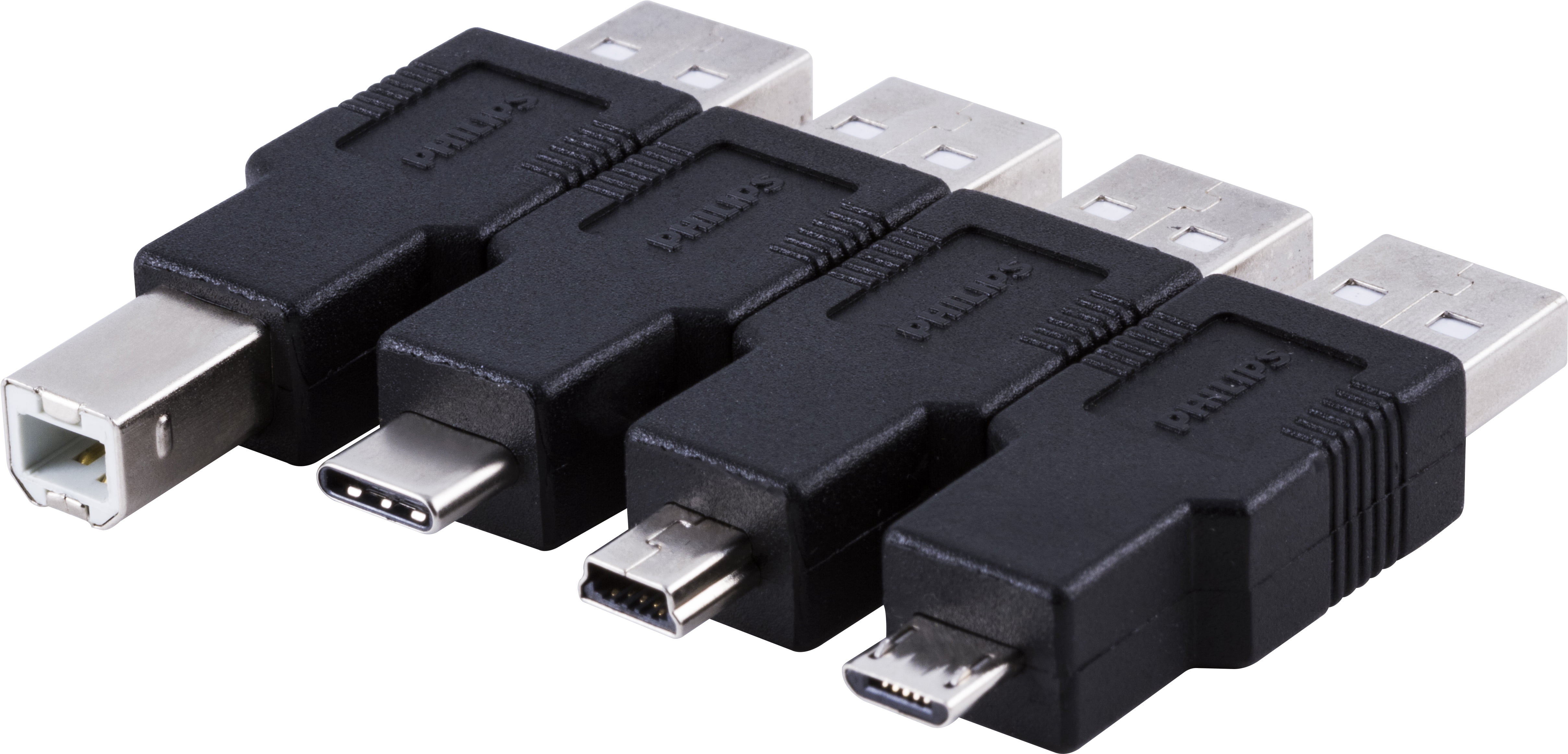 Philips 6ft USB 2.0 Universal Kit with USB-C, Black