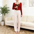 thumbnail image 2 of Erwazi Women's Lace Long Sleeve Tops and High Waist Full Length Pajama Set 2 Piece Pjs with Pockets, 2 of 3