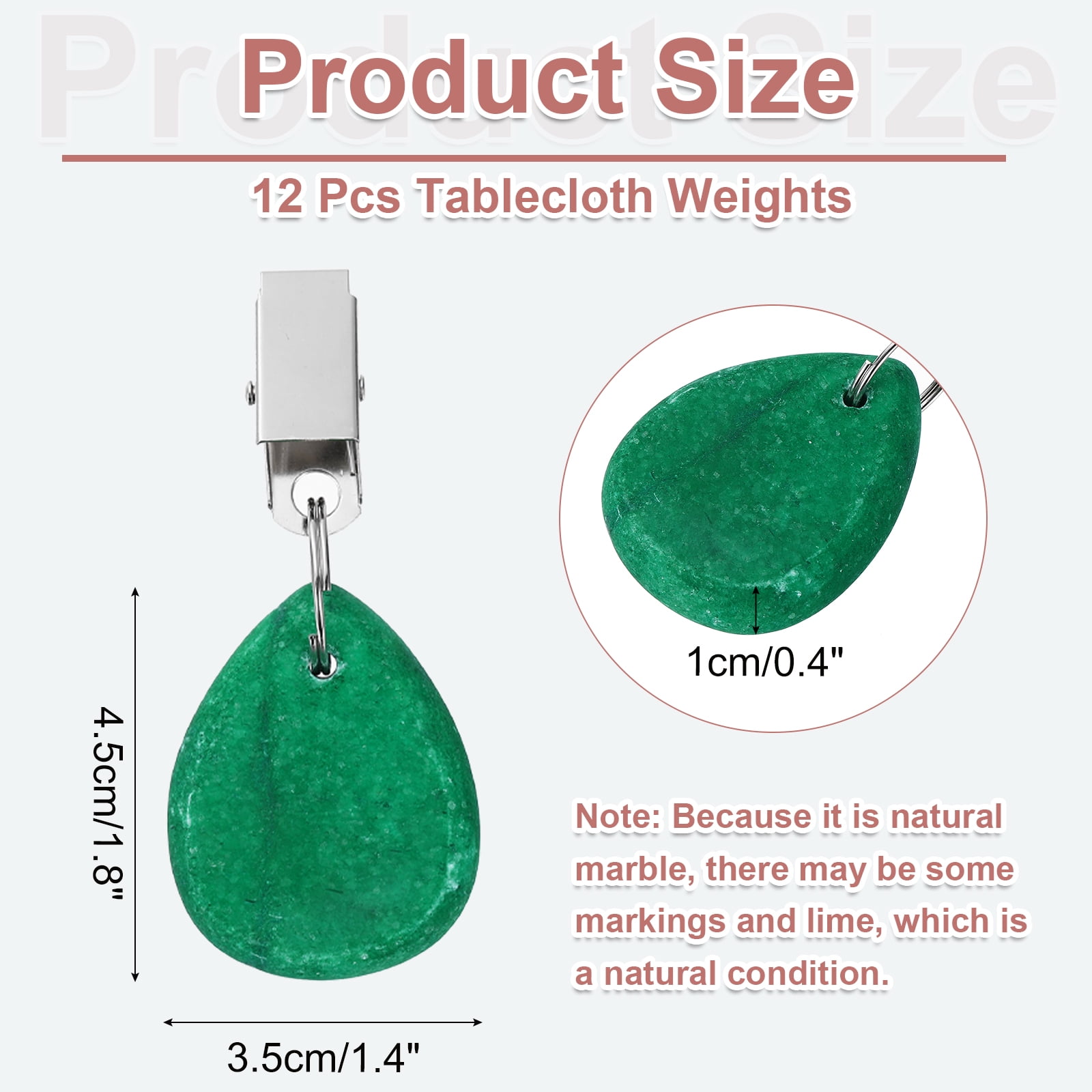 Unique Bargains Marble Tablecloth Weights with Metal Clip Green