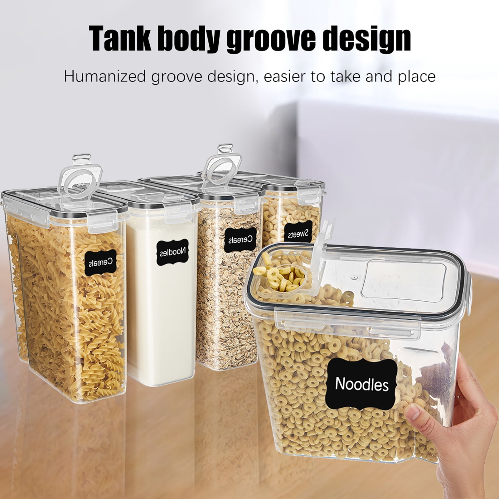 YHIPL Kitchen Cereal Containers Storage Set with Lids – 4 Pack 4L/135.2OZ Airtight Food Storage Containers for Pantry Organization and Storage