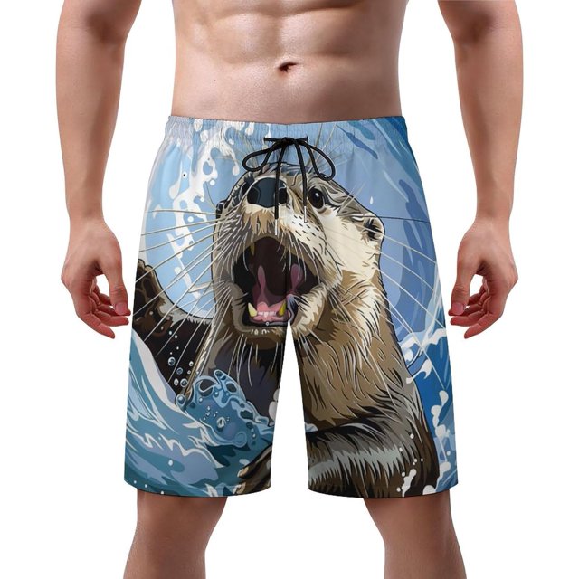 NICKSUN Men's Swim Trunks, Cute Print Quick Dry Summer Board Beach Shorts with Mesh Lining and Pockets