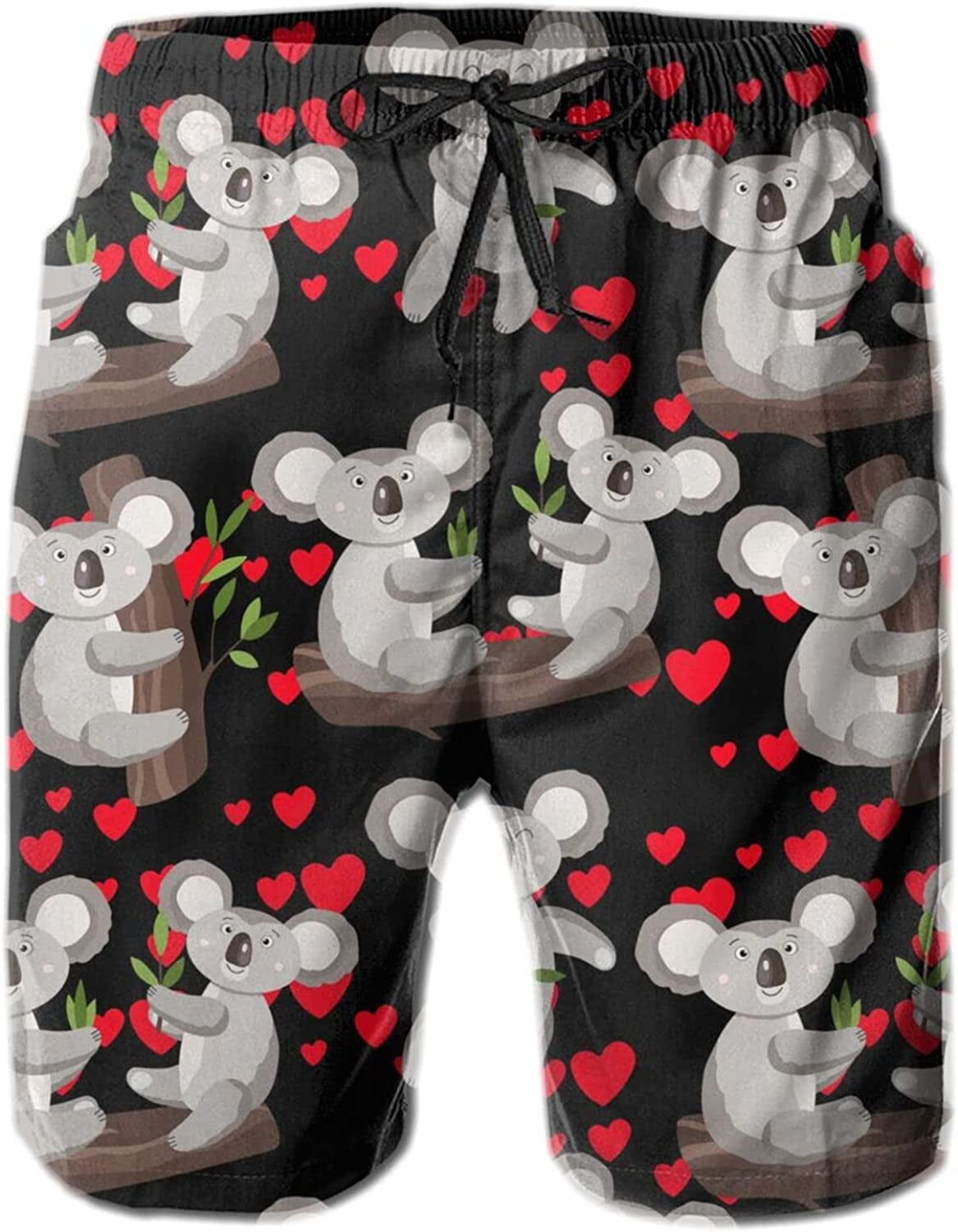 Men's Cute Koala Swim Trunks Quick Dry Swim Shorts Print Beach Board