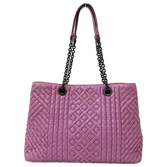 Pre-Owned Bottega Veneta Women's Tote Bag Intrecciato Leather Purple Pink Chain (Good)