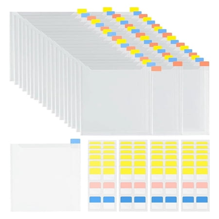 60Piece 6×6-Inch Paper Storage Clear Plastic Sleeves with 120 Sticky Index Tabs for Organizing Scrapbook Paper Cardstock