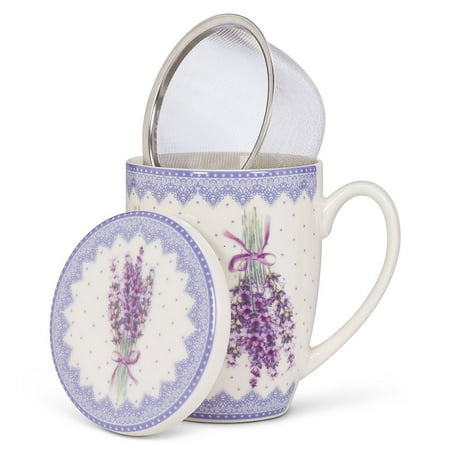

Set of 1 Lavender Print Covered Mug & Strainer