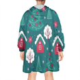thumbnail image 2 of Wearable Oversized Blanket,Dark Teal Christmas Village Pattern Wearable Blanket Hoodie for Adults,Cozy Hooded Blankets with Super Pockets,Super Warm Fuzzy Pullover for Women & Men, 2 of 6