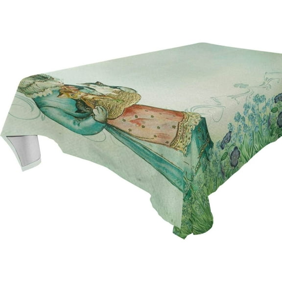 SKYSONIC 60"x108" Square Tablecloth with Vintage Cat Prints, Anti-Wrinkle and Smooth Table Cloth for Kitchen/Home Party Decoration