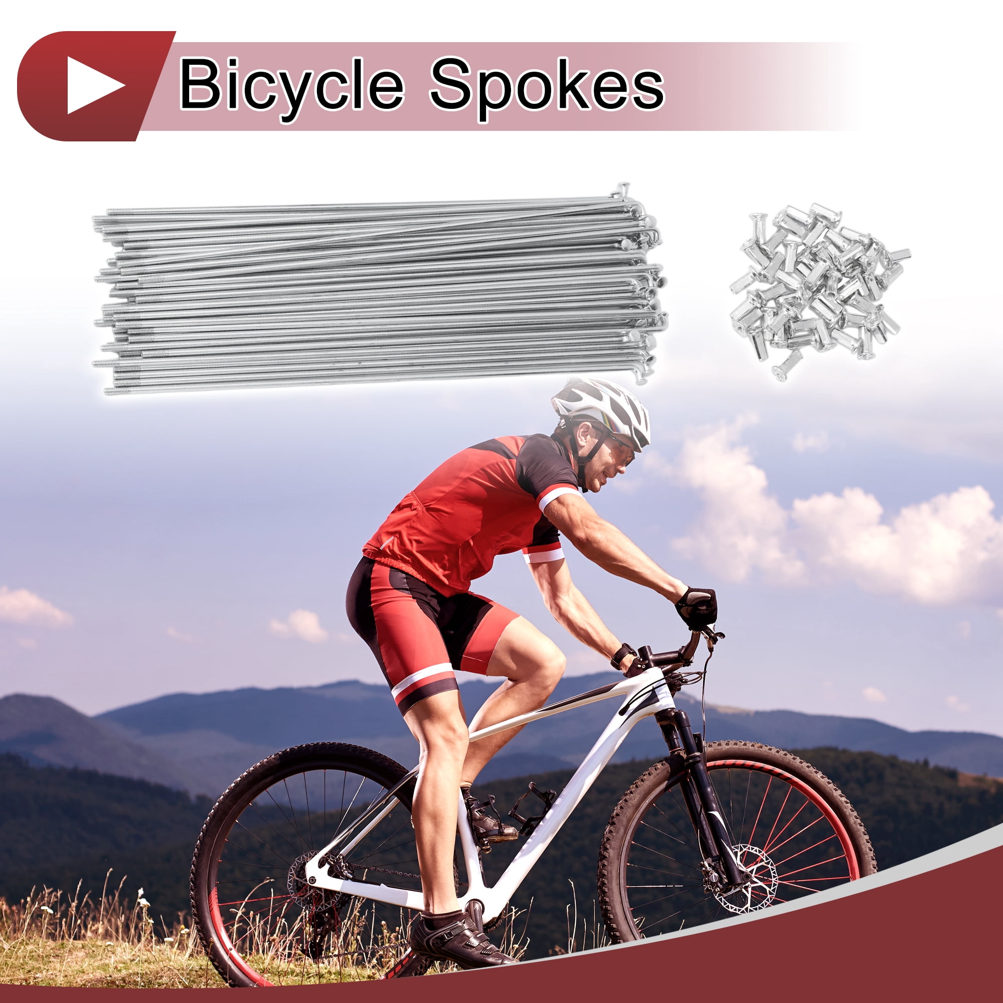 Unique Bargains 48Pcs 10G Bike Wheel Spokes Carbon Steel Galvanized Silver 9.45"
