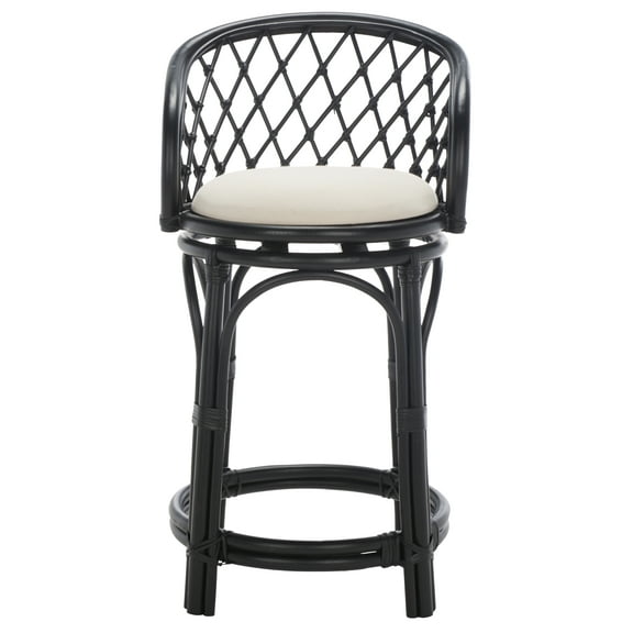 SAFAVIEH Yuta Round Mid Back Counter Stool, Black/White