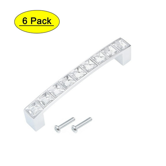 Uxcell 3.78'' Hole Centers Pulls Drawer Handles Crystal with Screws Alloy  6Pack