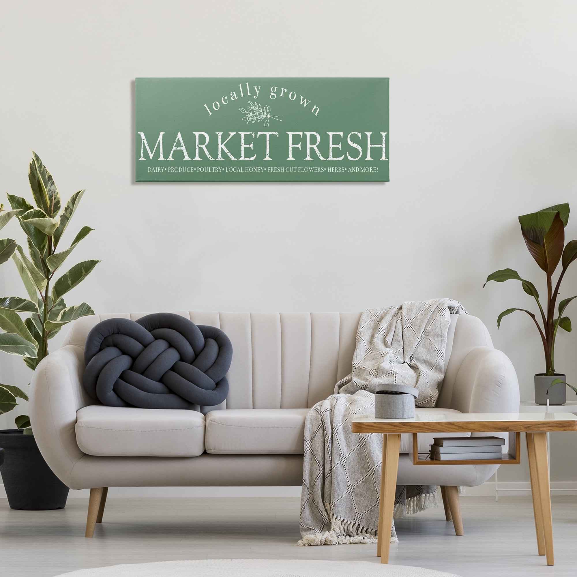 Stupell Industries Locally Grown Market Text & Numbers Painting Wrapped Canvas Art Print Wall Art, 40 x 17