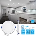 thumbnail image 3 of TORCHSTAR 24 Pack 12W 6 Inch Slim LED Downlight with Junction Box, Recessed Jbox Fixture, 5000K Daylight, 5%-100% Dimmable, ETL and Energy Star Certified, 3 of 7
