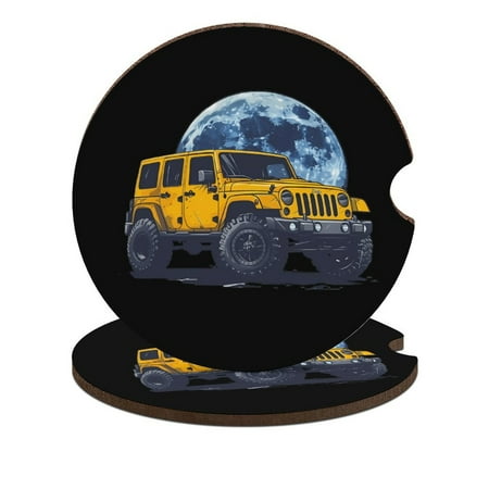 

Offroad Truck Car Coasters for Drinks with A Finger Notch for Easy Removal Cup Holder Coaster Cup Mat Car Interior Accessories 2PCS