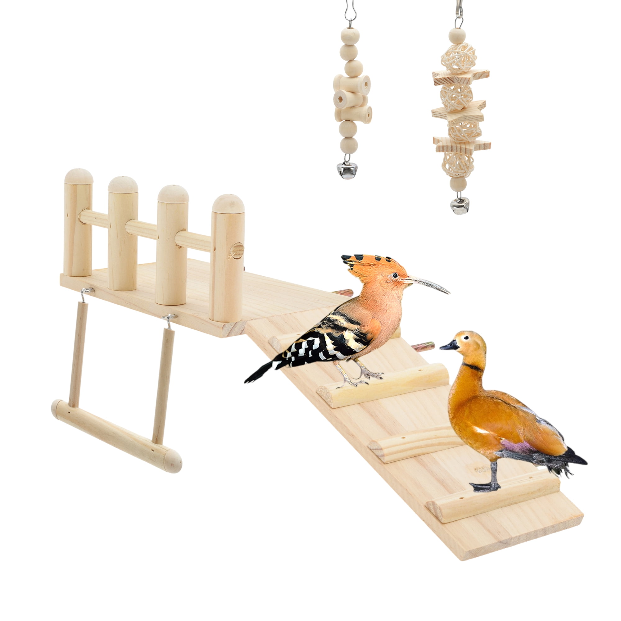 Unique Bargains Cockatiel Toys Bird Toys Parrot Swing Toys with Climbing Ladder and Chewing Platform Bird Cage Accessories for Budgerigar Conure Love Birds 8 Pcs