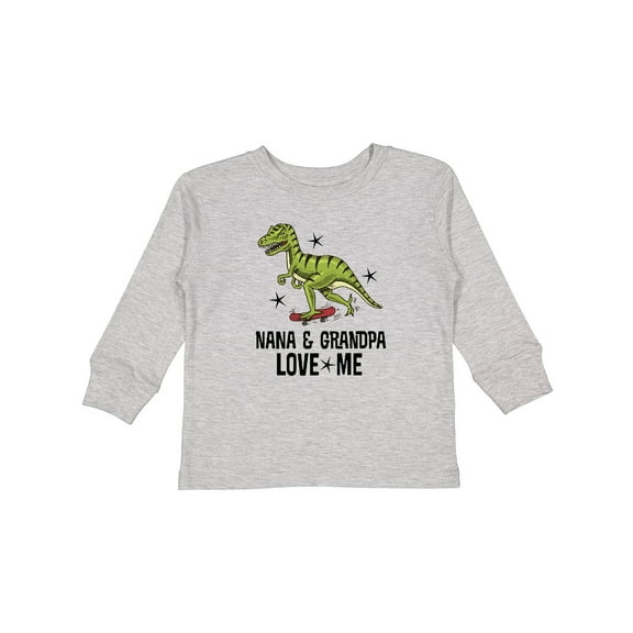 Inktastic Nana and Grandpa Love Me Dinosaur Grandson Boys Long Sleeve Toddler T-Shirt