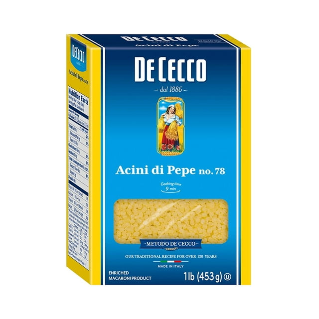 De Cecco Semolina Pasta, Acini Di Pepe No.78, 1 Pound (Pack of 5