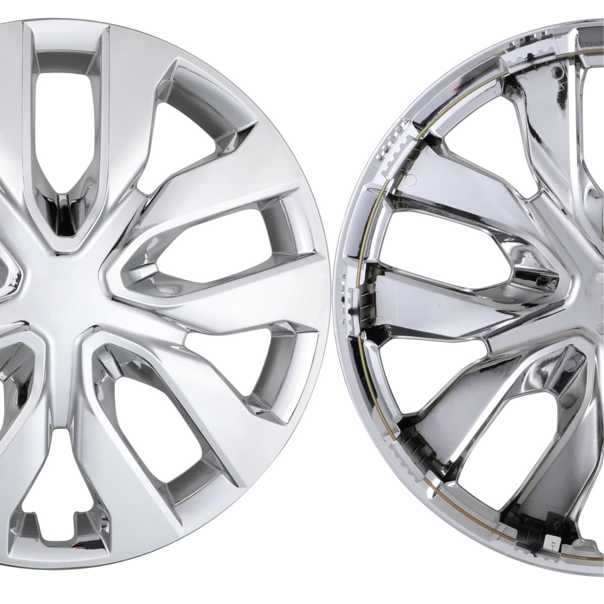 (4 Pack)17" Hubcaps Wheel Rims Cover for 2014-2020 Nissan Rogue Compatible with Steel Wheels Snap on Installation ABS+PC Material(17-inch,Chrome)